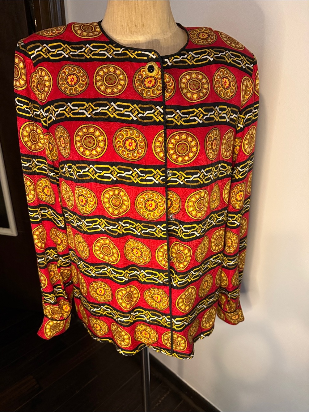 Women’s Red & Gold Patterned Skirt - Unbranded